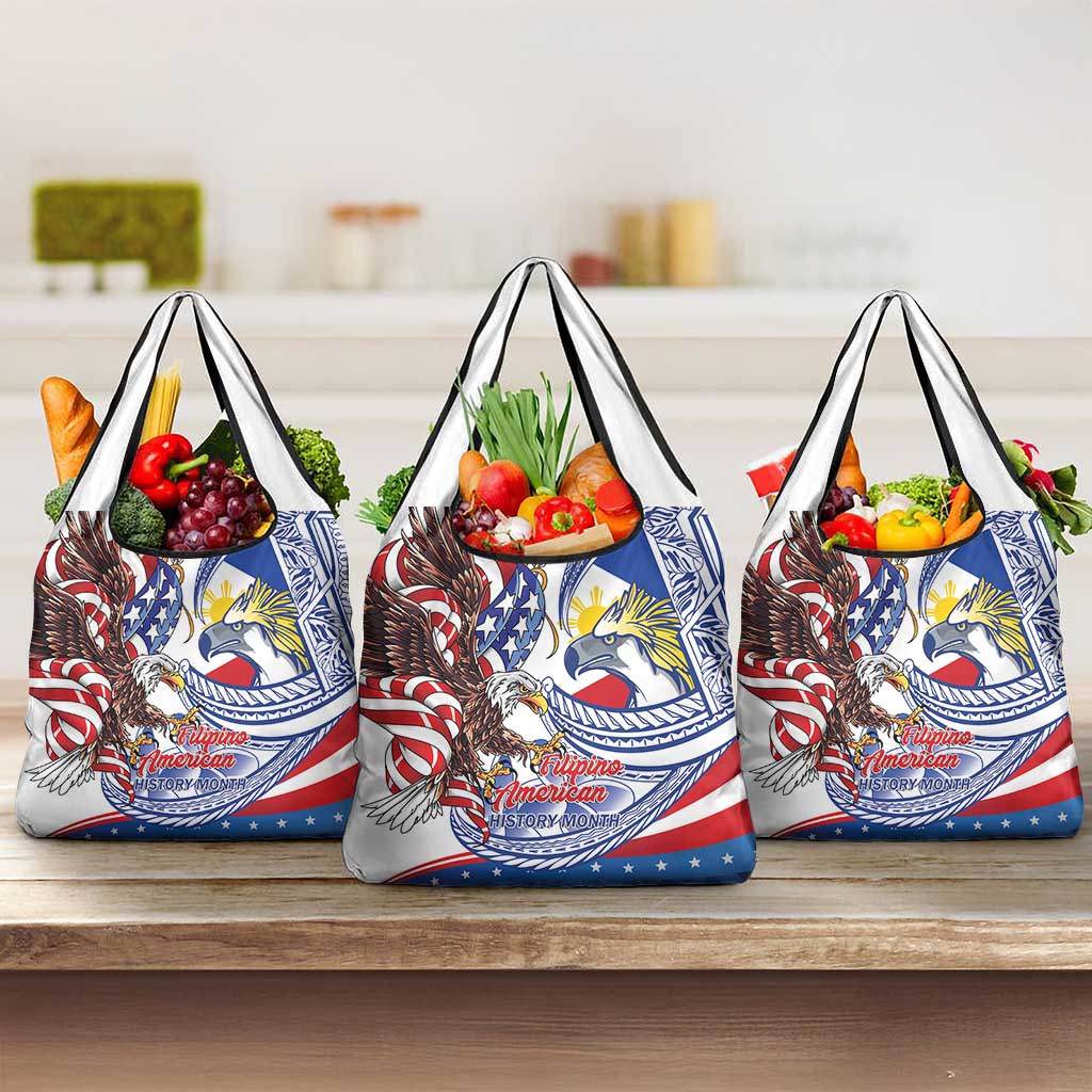 Filipino American History Month Grocery Bag Philippines Agila USA Eagle Mix Flag