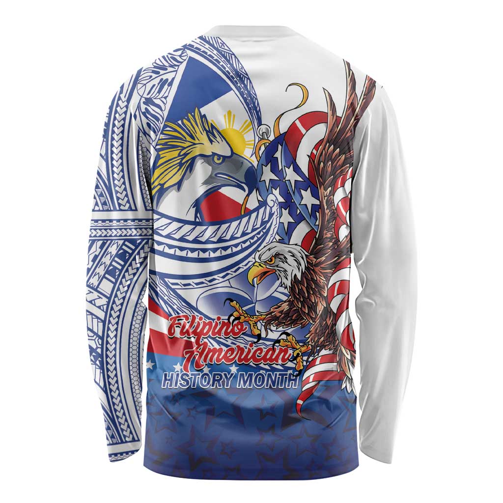 Filipino American History Month Long Sleeve Shirt Philippines Agila USA Eagle Mix Flag LT14 - Polynesian Pride