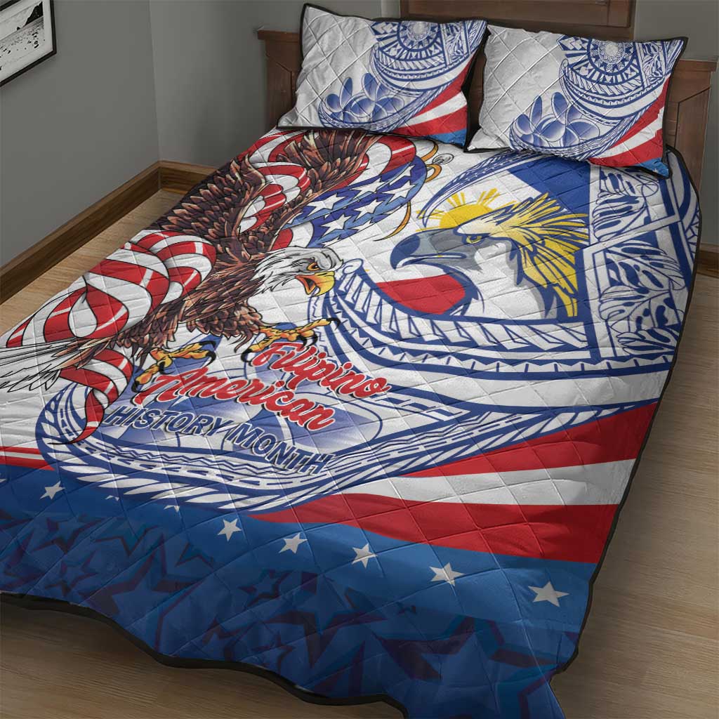 Filipino American History Month Quilt Bed Set Philippines Agila USA Eagle Mix Flag LT14 - Polynesian Pride