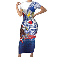 Filipino American History Month Short Sleeve Bodycon Dress Philippines Agila USA Eagle Mix Flag