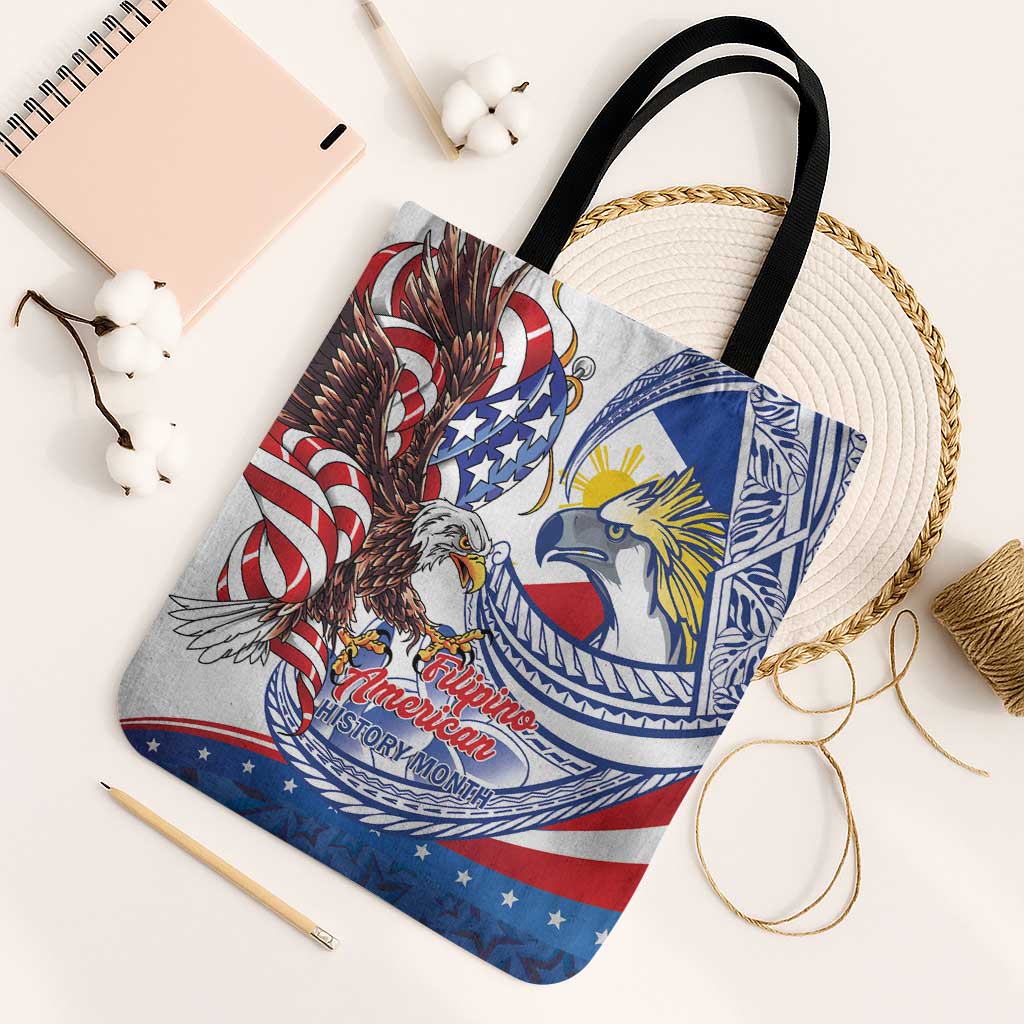 Filipino American History Month Tote Bag Philippines Agila USA Eagle Mix Flag