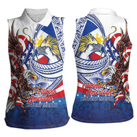 Filipino American History Month Women Sleeveless Polo Shirt Philippines Agila USA Eagle Mix Flag