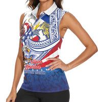 Filipino American History Month Women Sleeveless Polo Shirt Philippines Agila USA Eagle Mix Flag