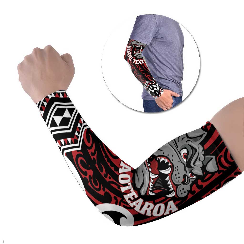 Personalised Aotearoa Bulldog Arm Sleeves New Zealand Maori Taniko Art - Polynesian Pride