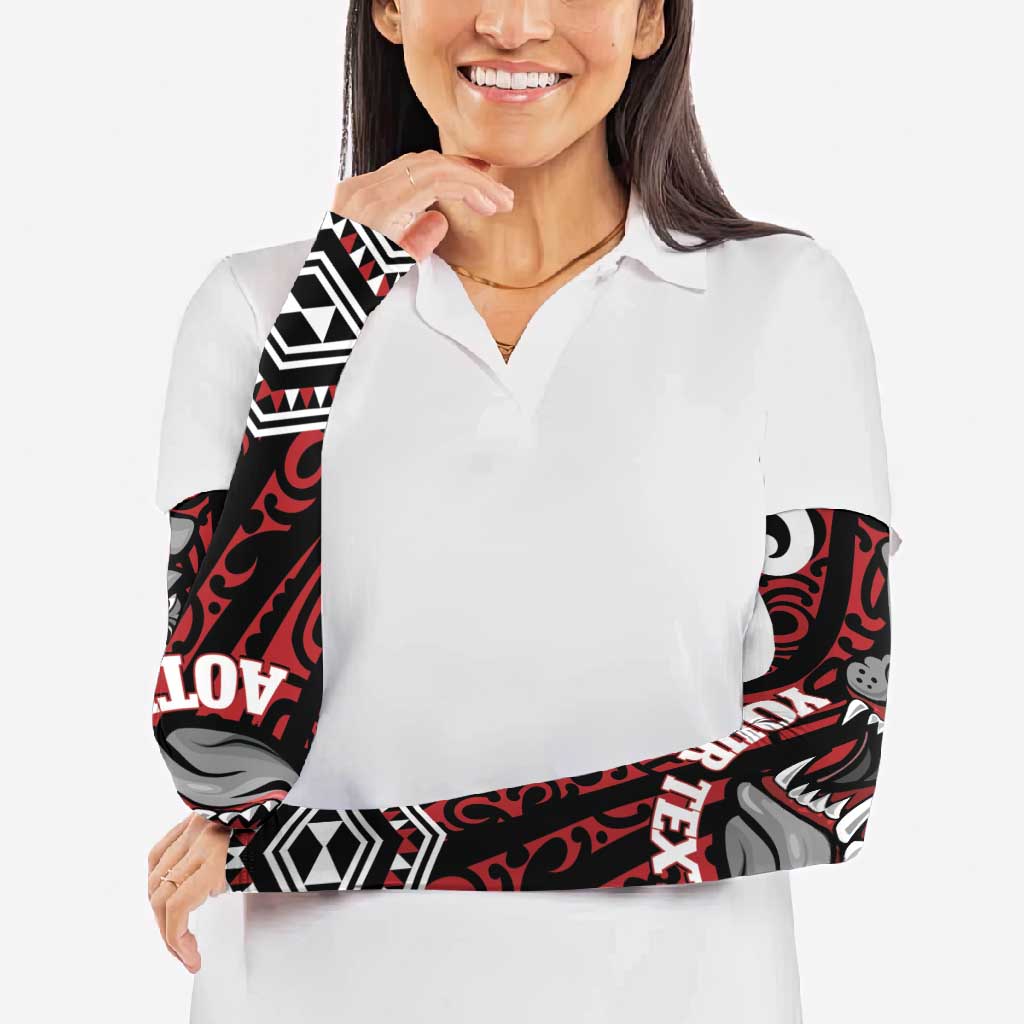 Personalised Aotearoa Bulldog Arm Sleeves New Zealand Maori Taniko Art - Polynesian Pride