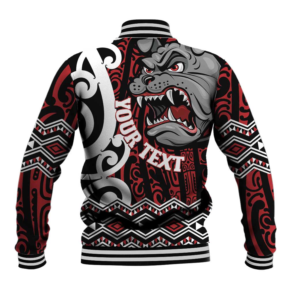 Personalised Aotearoa Bulldog Baseball Jacket New Zealand Maori Taniko Art
