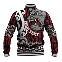 Personalised Aotearoa Bulldog Baseball Jacket New Zealand Maori Taniko Art