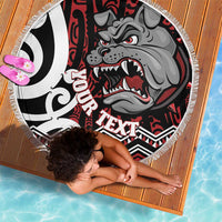 Personalised Aotearoa Bulldog Beach Blanket New Zealand Maori Taniko Art
