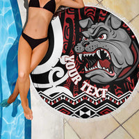 Personalised Aotearoa Bulldog Beach Blanket New Zealand Maori Taniko Art