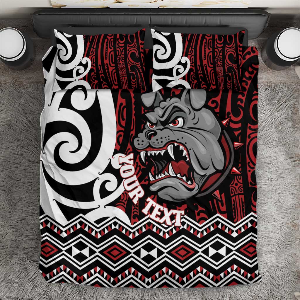 Personalised Aotearoa Bulldog Bedding Set New Zealand Maori Taniko Art LT14 Red - Polynesian Pride