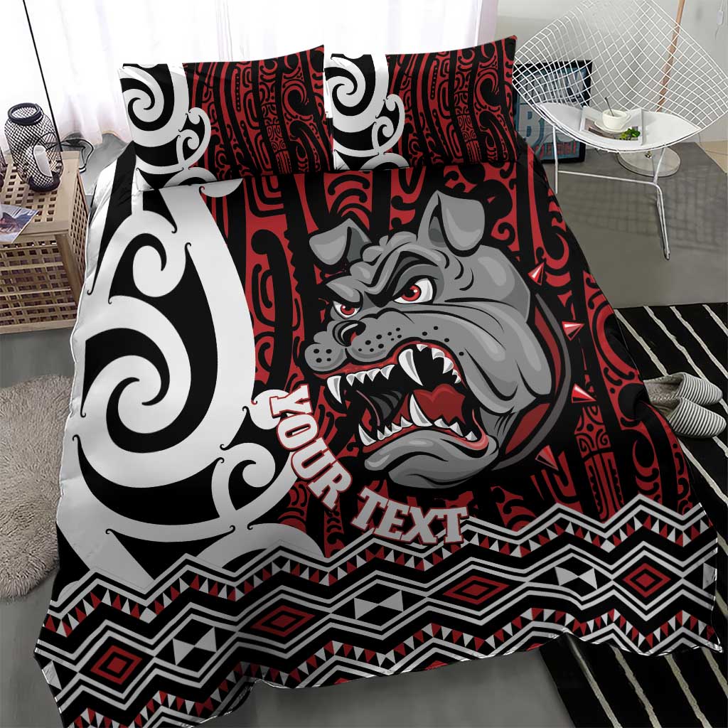 Personalised Aotearoa Bulldog Bedding Set New Zealand Maori Taniko Art
