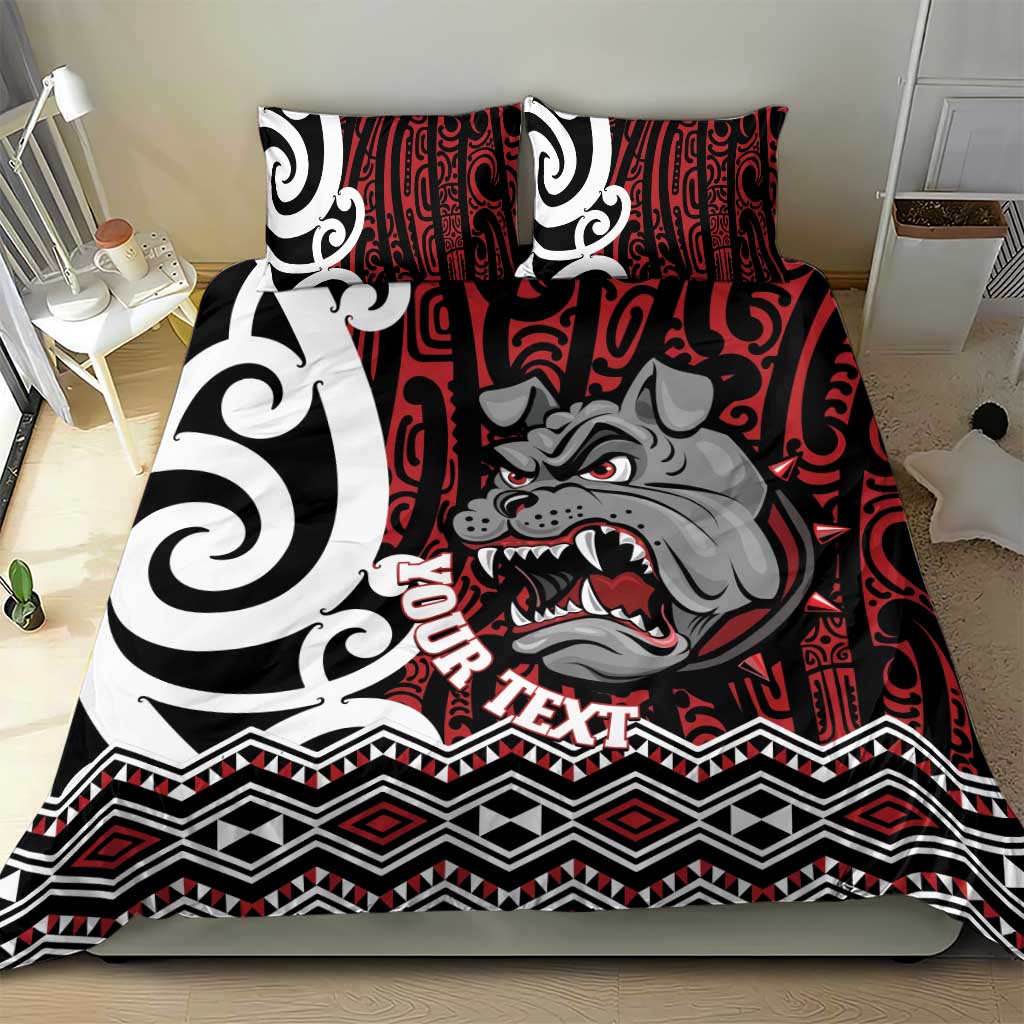 Personalised Aotearoa Bulldog Bedding Set New Zealand Maori Taniko Art