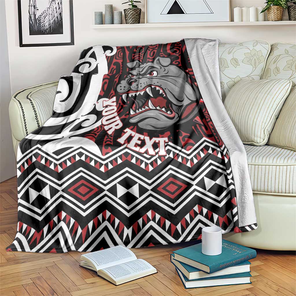 Personalised Aotearoa Bulldog Blanket New Zealand Maori Taniko Art LT14 Red - Polynesian Pride