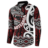 Personalised Aotearoa Bulldog Button Sweatshirt New Zealand Maori Taniko Art LT14 - Polynesian Pride