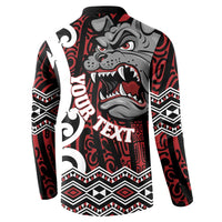 Personalised Aotearoa Bulldog Button Sweatshirt New Zealand Maori Taniko Art LT14 - Polynesian Pride