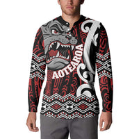 Personalised Aotearoa Bulldog Button Sweatshirt New Zealand Maori Taniko Art LT14 - Polynesian Pride