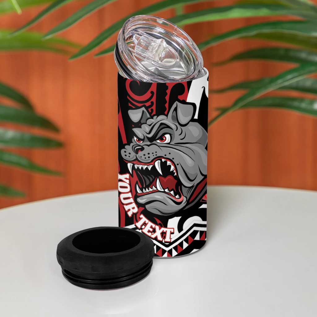 Personalised Aotearoa Bulldog 4 in 1 Can Cooler Tumbler New Zealand Maori Taniko Art