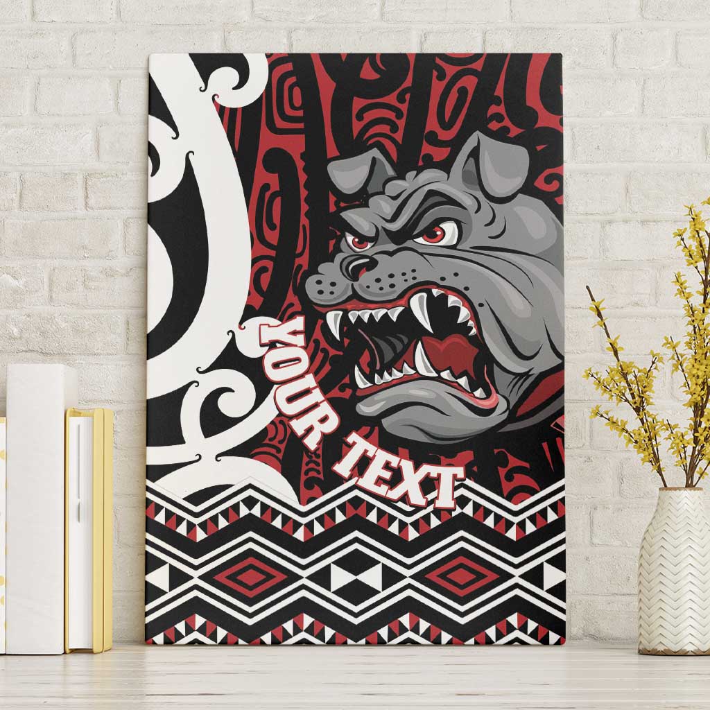Personalised Aotearoa Bulldog Canvas Wall Art New Zealand Maori Taniko Art LT14 Without Frame Red - Polynesian Pride