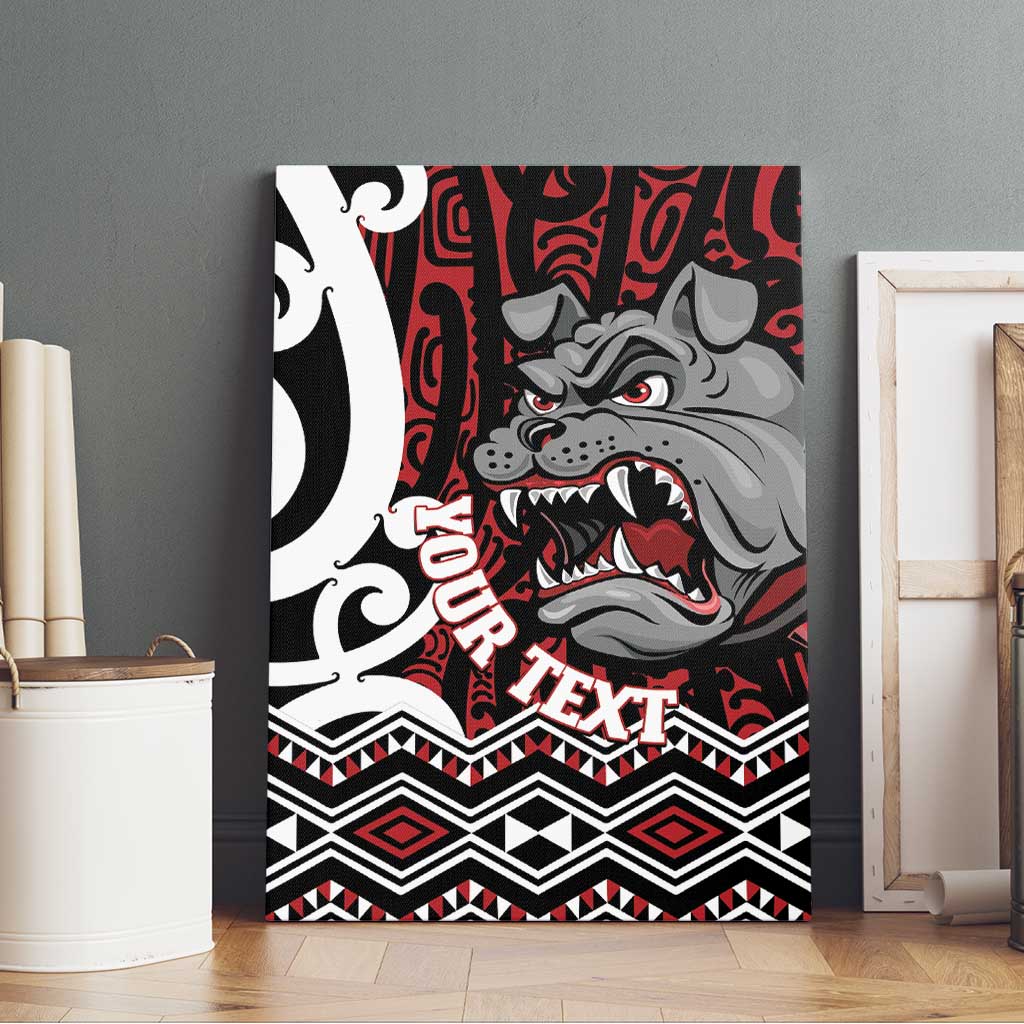 Personalised Aotearoa Bulldog Canvas Wall Art New Zealand Maori Taniko Art