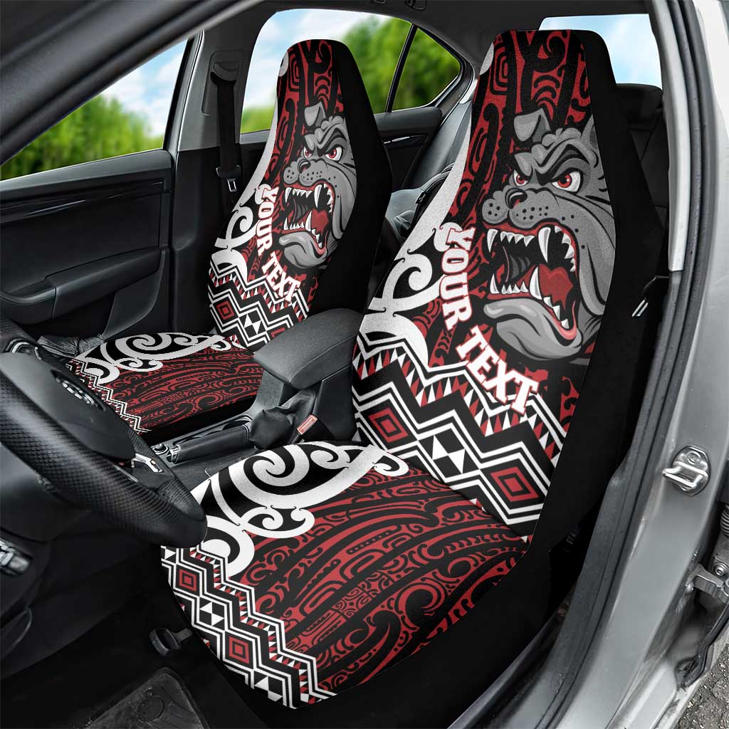 Personalised Aotearoa Bulldog Car Seat Cover New Zealand Maori Taniko Art