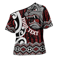 Personalised Aotearoa Bulldog Cross Shoulder Shirt New Zealand Maori Taniko Art - Polynesian Pride