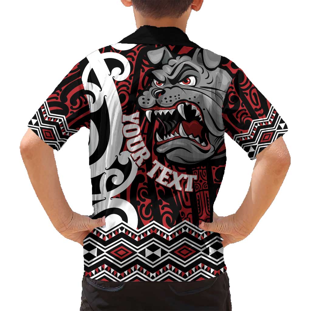 Personalised Aotearoa Bulldog Family Matching Long Sleeve Bodycon Dress and Hawaiian Shirt New Zealand Maori Taniko Art