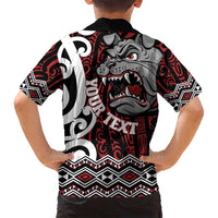 Personalised Aotearoa Bulldog Family Matching Long Sleeve Bodycon Dress and Hawaiian Shirt New Zealand Maori Taniko Art