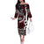 Personalised Aotearoa Bulldog Family Matching Off The Shoulder Long Sleeve Dress and Hawaiian Shirt New Zealand Maori Taniko Art