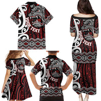 Personalised Aotearoa Bulldog Family Matching Puletasi and Hawaiian Shirt New Zealand Maori Taniko Art