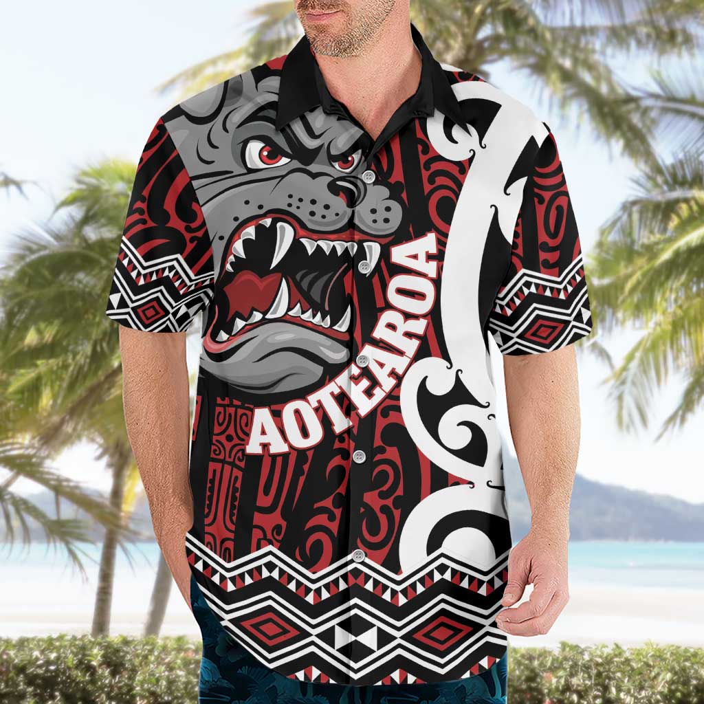 Personalised Aotearoa Bulldog Hawaiian Shirt New Zealand Maori Taniko Art