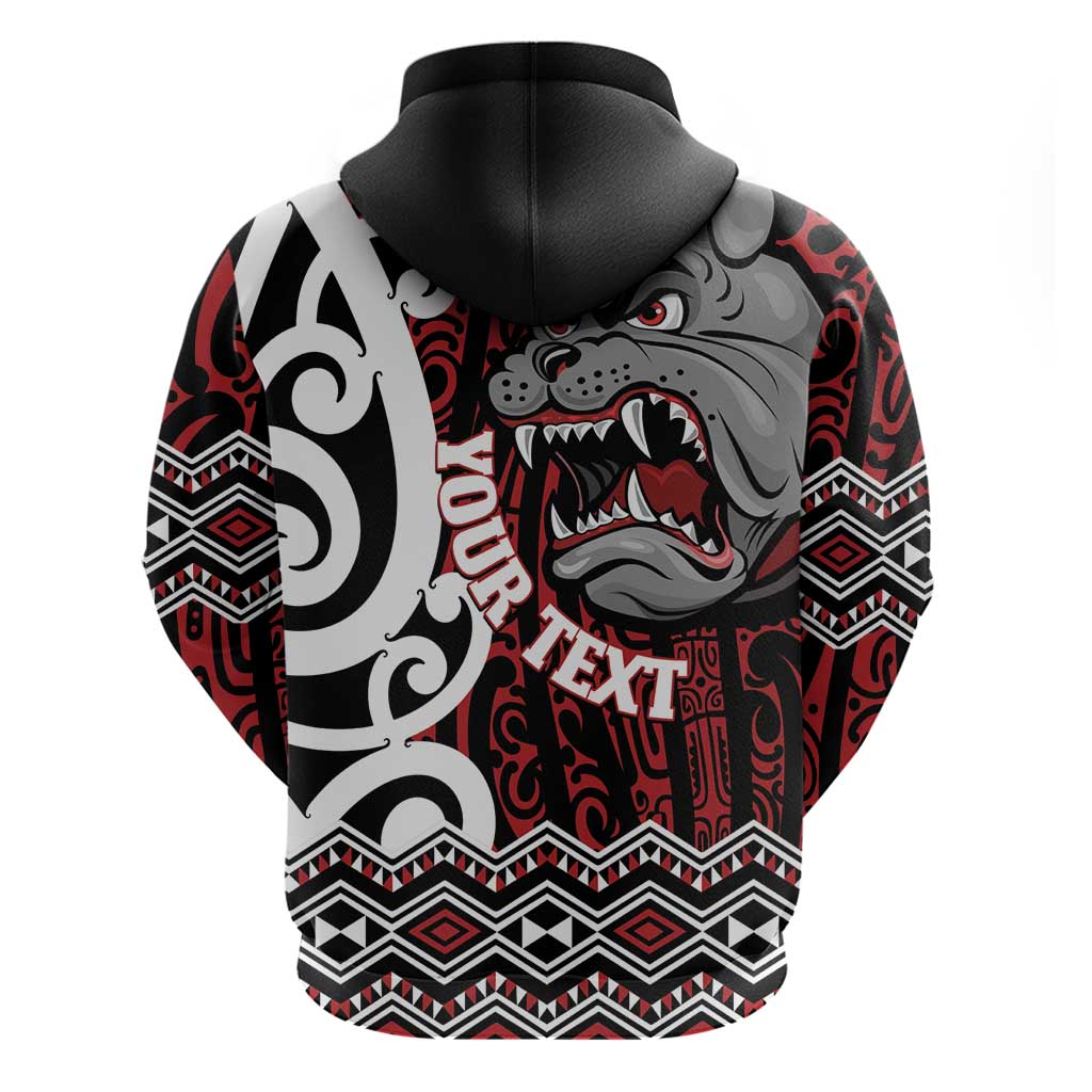 Personalised Aotearoa Bulldog Hoodie New Zealand Maori Taniko Art