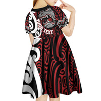 Personalised Aotearoa Bulldog Kid Short Sleeve Dress New Zealand Maori Taniko Art