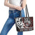 Personalised Aotearoa Bulldog Leather Tote Bag New Zealand Maori Taniko Art
