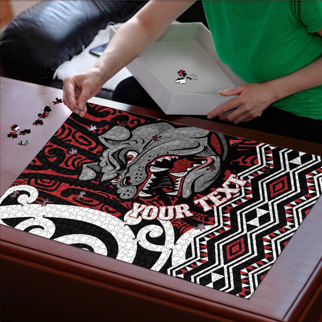 Personalised Aotearoa Bulldog Puzzle New Zealand Maori Taniko Art - Polynesian Pride