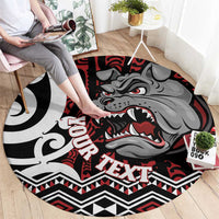 Personalised Aotearoa Bulldog Round Carpet New Zealand Maori Taniko Art