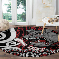 Personalised Aotearoa Bulldog Round Carpet New Zealand Maori Taniko Art