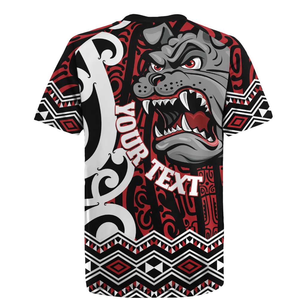 Personalised Aotearoa Bulldog Rugby Jersey New Zealand Maori Taniko Art