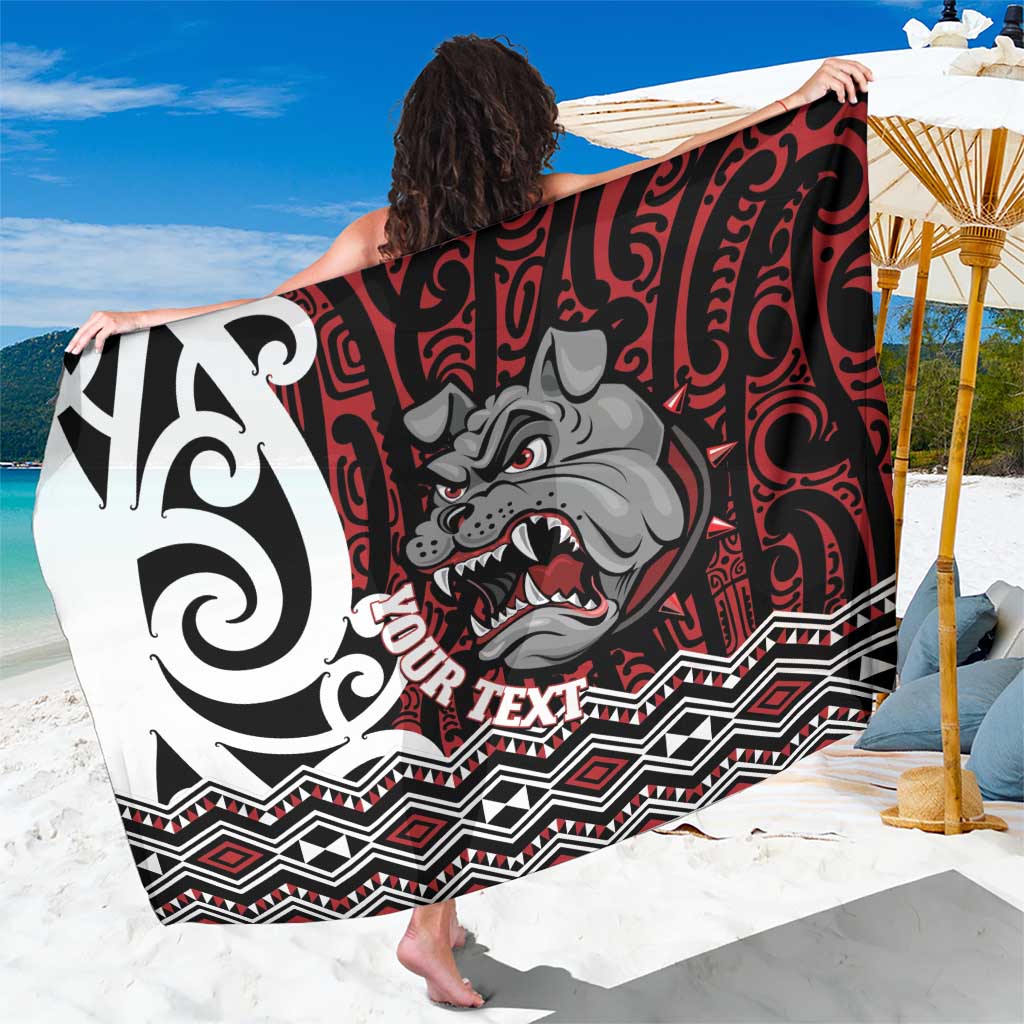 Personalised Aotearoa Bulldog Sarong New Zealand Maori Taniko Art LT14 One Size 44 x 66 inches Red - Polynesian Pride