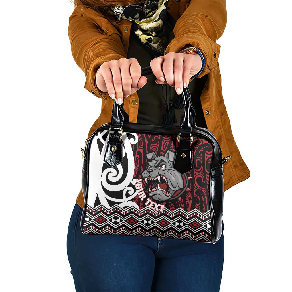 Personalised Aotearoa Bulldog Shoulder Handbag New Zealand Maori Taniko Art LT14 One Size Red - Polynesian Pride