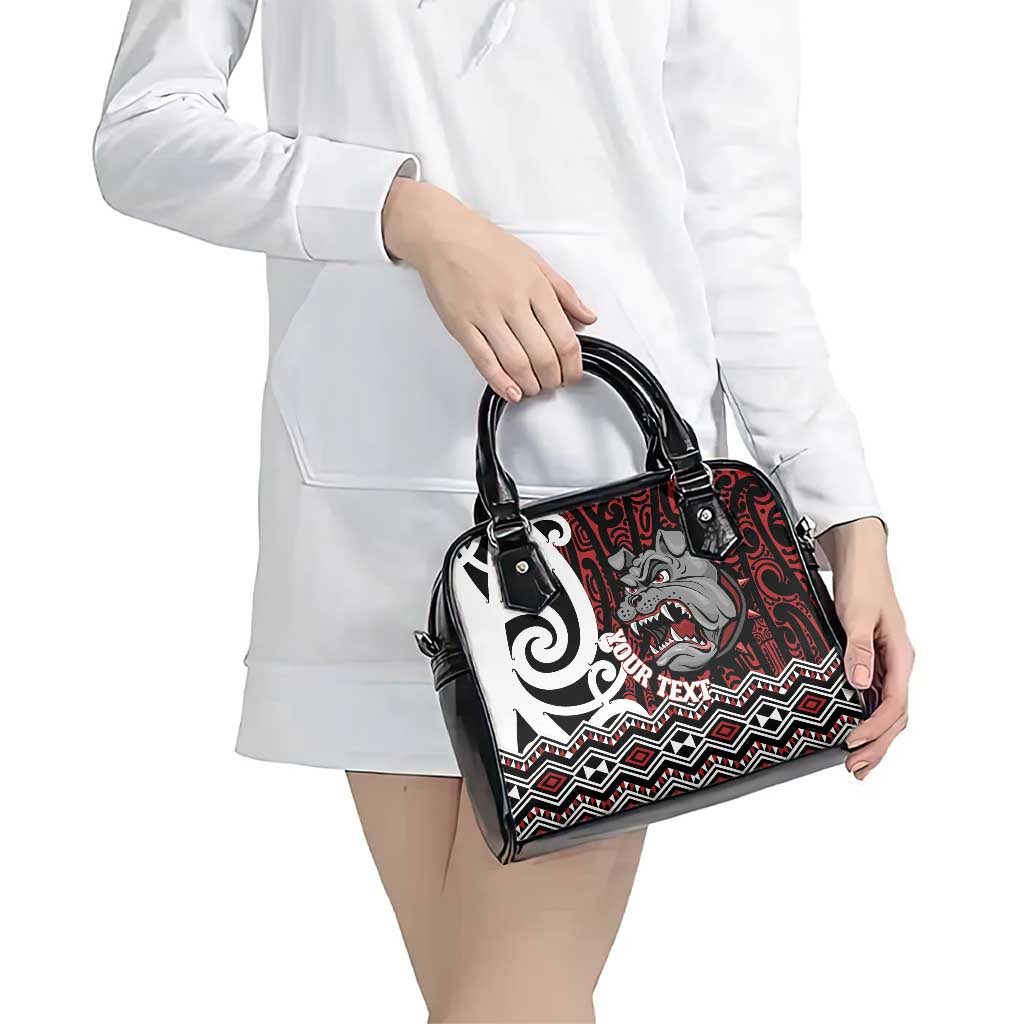 Personalised Aotearoa Bulldog Shoulder Handbag New Zealand Maori Taniko Art