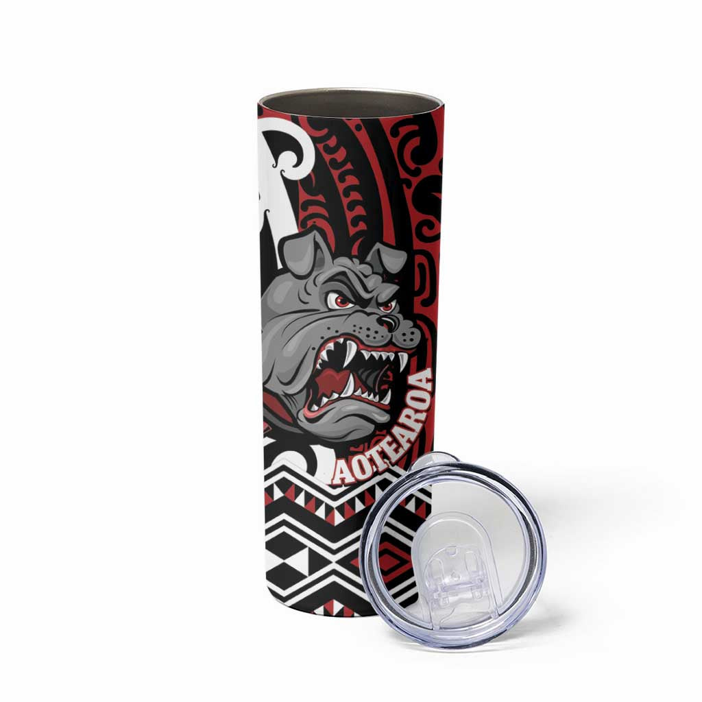 Personalised Aotearoa Bulldog Skinny Tumbler New Zealand Maori Taniko Art