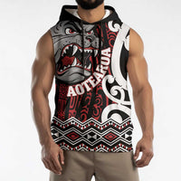 Personalised Aotearoa Bulldog Sleeveless Hoodie New Zealand Maori Taniko Art - Polynesian Pride