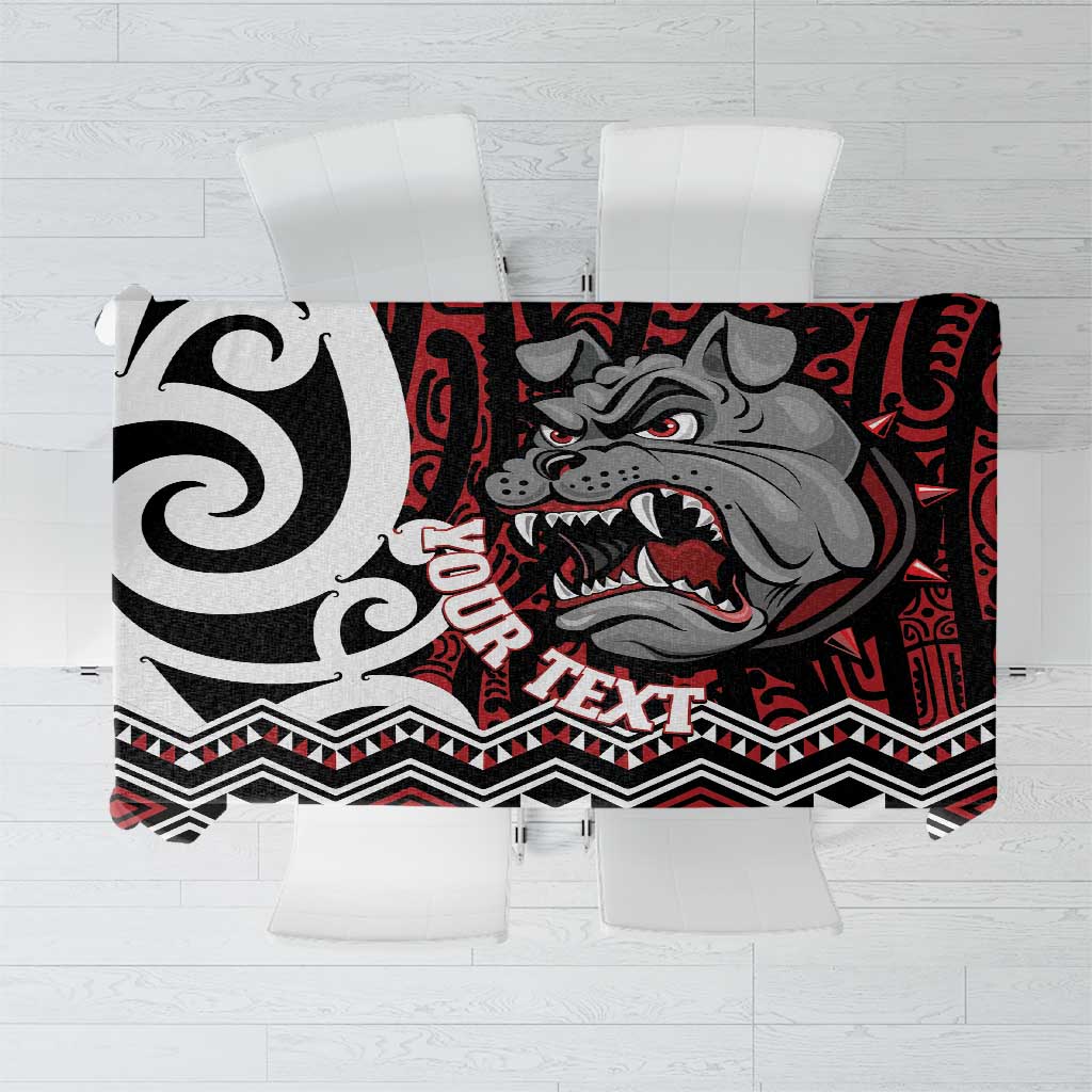 Personalised Aotearoa Bulldog Tablecloth New Zealand Maori Taniko Art LT14 Red - Polynesian Pride