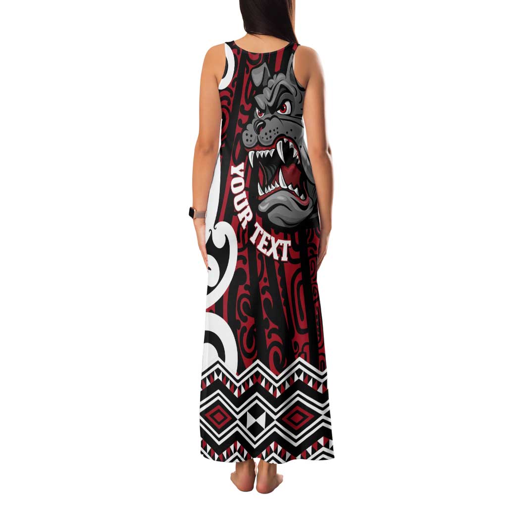 Personalised Aotearoa Bulldog Tank Maxi Dress New Zealand Maori Taniko Art