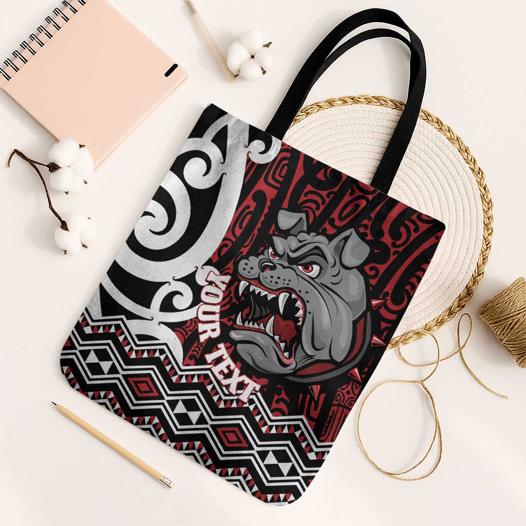 Personalised Aotearoa Bulldog Tote Bag New Zealand Maori Taniko Art - Polynesian Pride