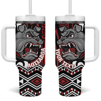 Personalised Aotearoa Bulldog Tumbler With Handle New Zealand Maori Taniko Art
