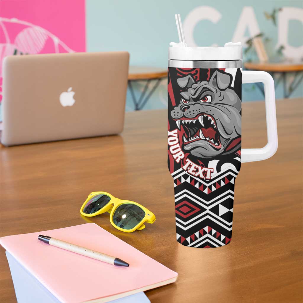 Personalised Aotearoa Bulldog Tumbler With Handle New Zealand Maori Taniko Art