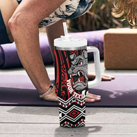 Personalised Aotearoa Bulldog Tumbler With Handle New Zealand Maori Taniko Art
