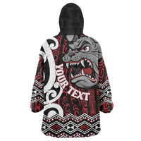 Personalised Aotearoa Bulldog Wearable Blanket Hoodie New Zealand Maori Taniko Art