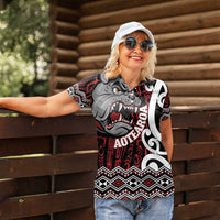 Personalised Aotearoa Bulldog Women Polo Shirt New Zealand Maori Taniko Art